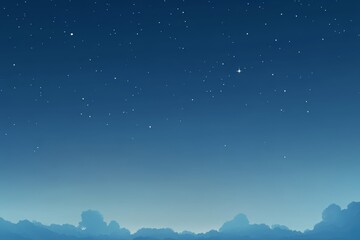 Fototapeta premium Serene Night Sky with Twinkling Stars and Soft Cloudscape Above the Horizon, Ideal for Relaxing and Dreamy Backgrounds in Various Creative Projects