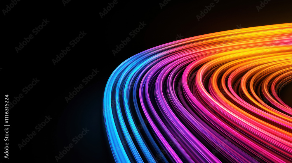 Aufkleber a vibrant swirl of colorful light trails against a black background, creating a dynamic and energeti