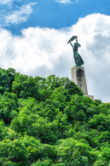 Liberty Statue at Citadella Hill in Capital City Budapest, Hungary