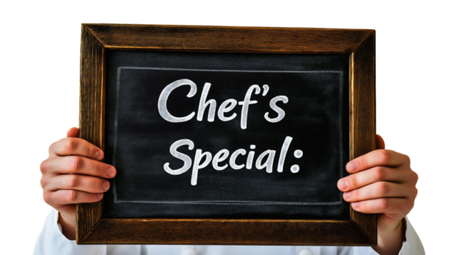 Chef’s Special: Handwritten Chalkboard Sign Featuring Daily Dish of the Day and Seasonal Menu Items to Enhance Your Dining Experience