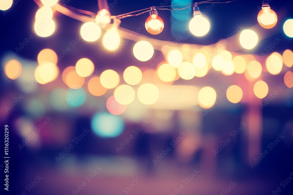 Aufkleber softly blurred background of colorful string lights creating a magical atmosphere for events, celebr