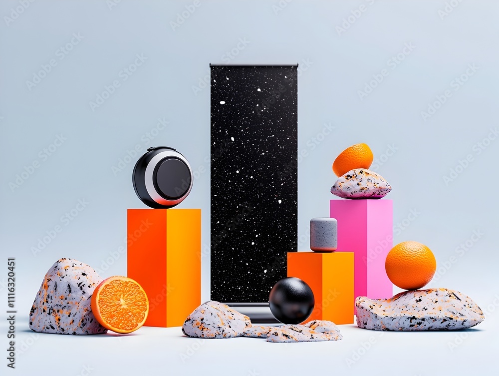 Aufkleber stylish abstract geometric roll up banner design with high contrast colors and minimal styling for p