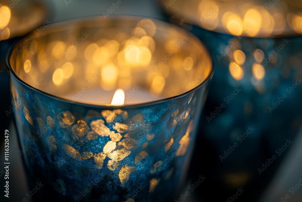 Aufkleber softly glowing candles in decorative holders creating a warm ambience with delicate golden accents a