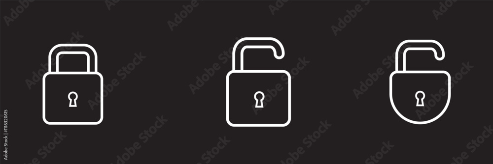 Wall mural lock icons set. locked and unlocked privacy lock symbol set . vector illustration.lock icon collecti