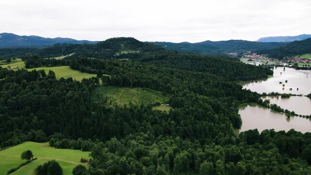 A beautiful and magical landscape. A view of Slovenia from above.