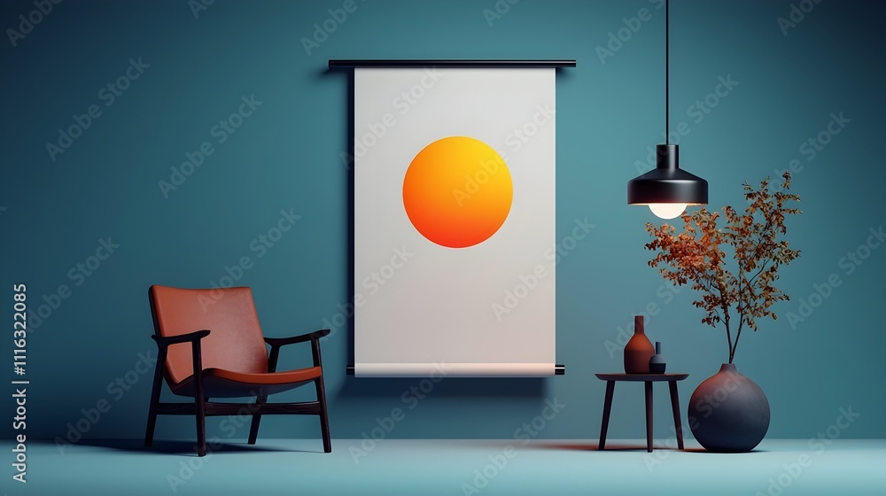 Aufkleber blank roll up advertisement displayed in a simple well lit studio setting with a minimalist design c