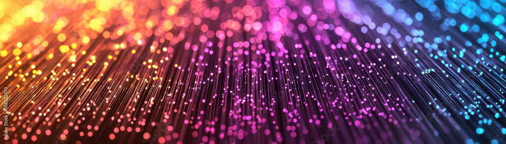 Poster a vibrant, abstract image featuring colorful streaks of light and sparkles, creating a dynamic and e