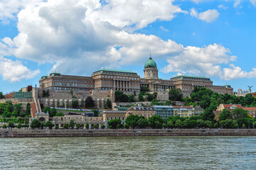 Fototapeta premium Budapest Royal Castle at day time from Danube river, Hungary.