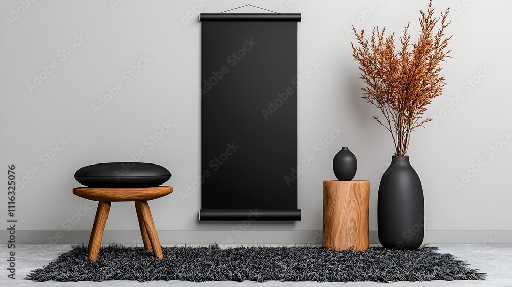 Poster seamless roll up banner mockup with sleek streamlined design and clean minimalist aesthetic set in a
