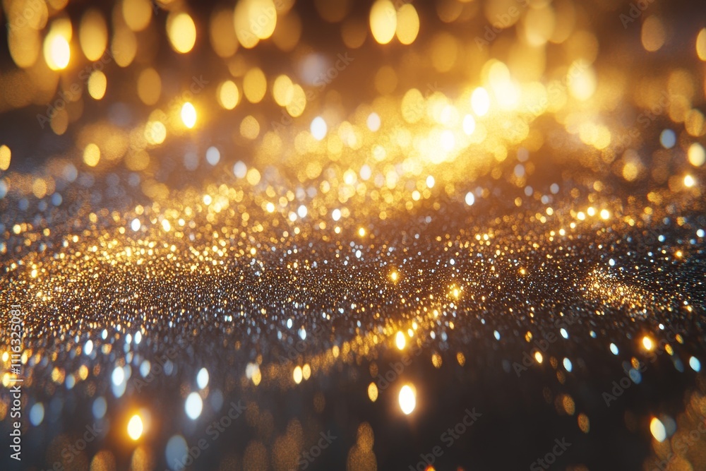 Poster stunning close-up of sparkling gold glitter background with bokeh effect creating a dreamy atmospher