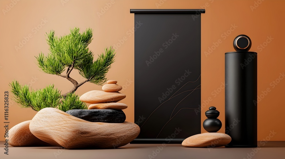 Poster sleek and sophisticated geometric minimalist roll up banner design with a monochromatic color scheme