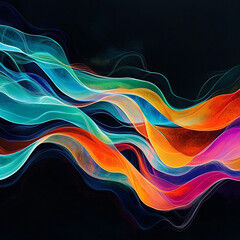 Abstract colorful swirling light effect set on black background