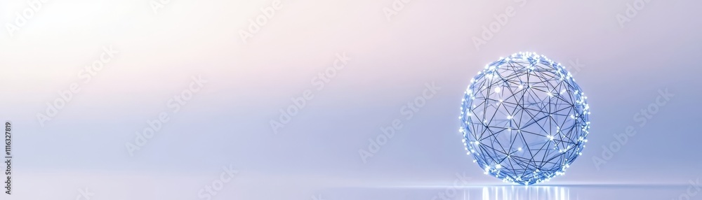 Poster a translucent spherical object sits serenely against a soft gradient background, suggesting themes o