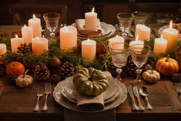 Naklejka premium Cozy Thanksgiving Table Setting