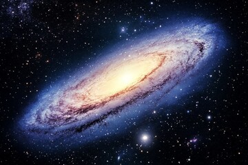 Stunning Spiral Galaxy in Deep Space with Bright Core and Twinkling Stars, a Captivating View of the Universe's Vastness and Beauty