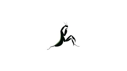 Fototapeta premium Black Silhouette of a Praying Mantis in a Defensive Stance