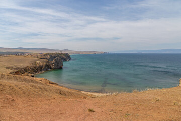 Fototapeta premium Beautiful view from the shore of Lake Baikal near Maly Khuzhir village. Baikal lake, Olkhon island, Irkutsk region, Russia