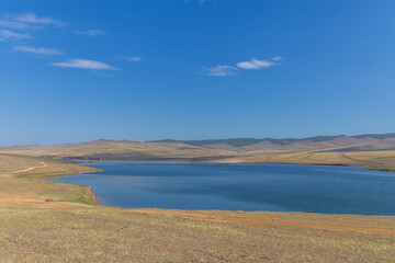 Hanhoi Lake on the Olkhon island. Baikal lake, Olkhon island, Irkutsk region, Russia.