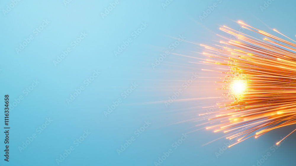 Aufkleber a burst of bright sparks radiates from a central point against a soft blue background, creating a vi
