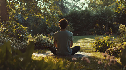 A serene and calming image of a person practicing deep breathing exercises, with visual cues of emotional balance and self-regulation in a peaceful environment.