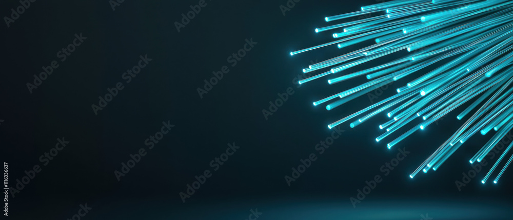 Aufkleber a dynamic burst of glowing blue lines radiates from one side against a dark background, creating a f
