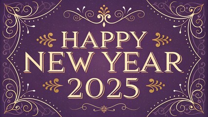 Happy New Year 2025 celebration banner with sparkling gold typography, festive fireworks, black and gold theme, confetti effects, perfect for social media, posters, ads, high-quality download design
