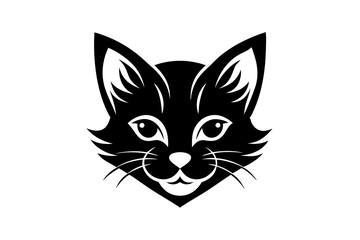 Black and white cat head tattoo design