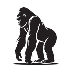 Obraz premium Bold gorilla silhouette for digital design projects - Gorilla black vector 