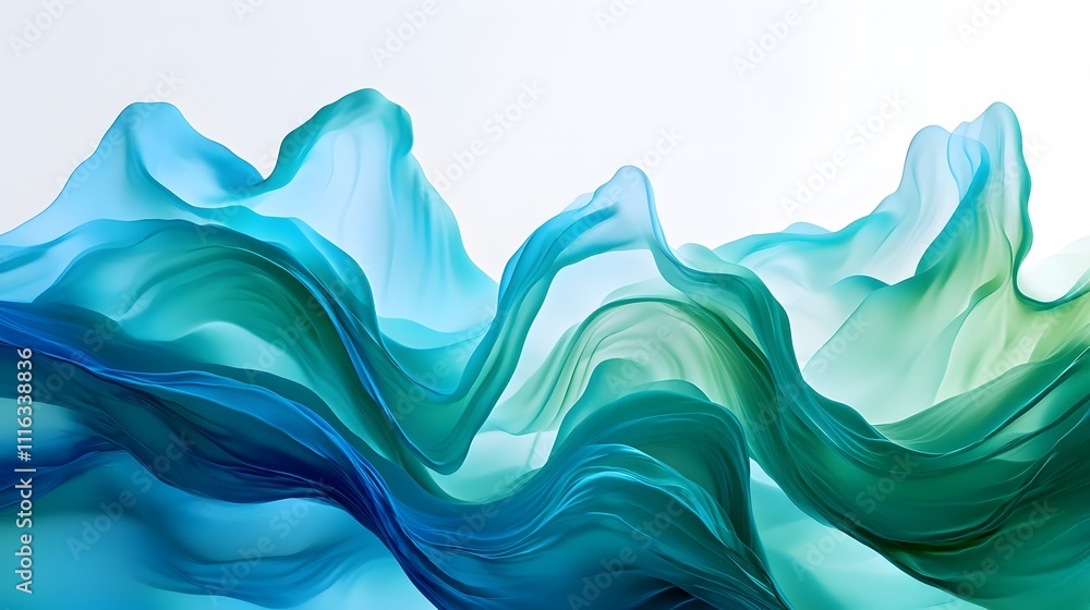 Aufkleber abstract fluid waves in turquoise and green shades ideal for backgrounds, design projects, and relax