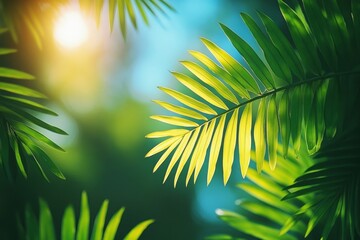 Obraz premium Illuminated Palm Leaf: A Tropical Paradise