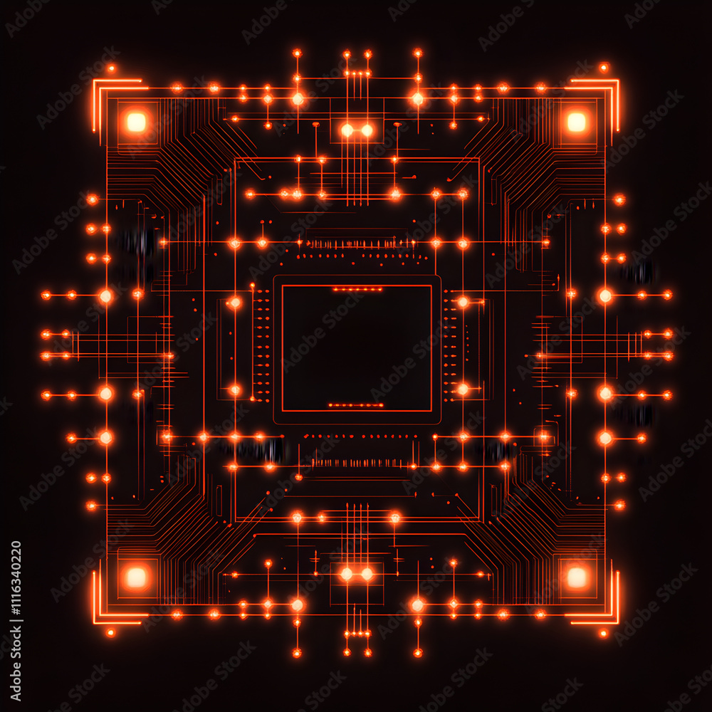 Poster ai circuit board glowing in minimalist design digital art futuristic environment abstract viewpoint 