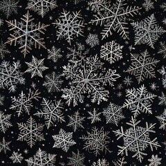 Beautiful detailed snowflakes on a black background