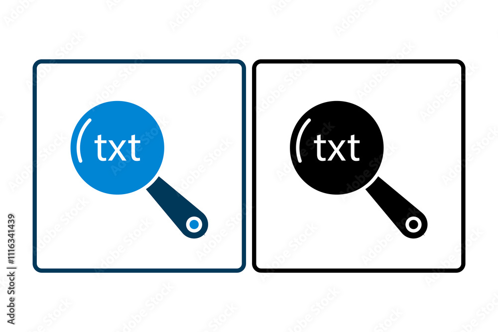 Poster magnifying glass with text icon. icon related to search. suitable for web site, app, user interfaces