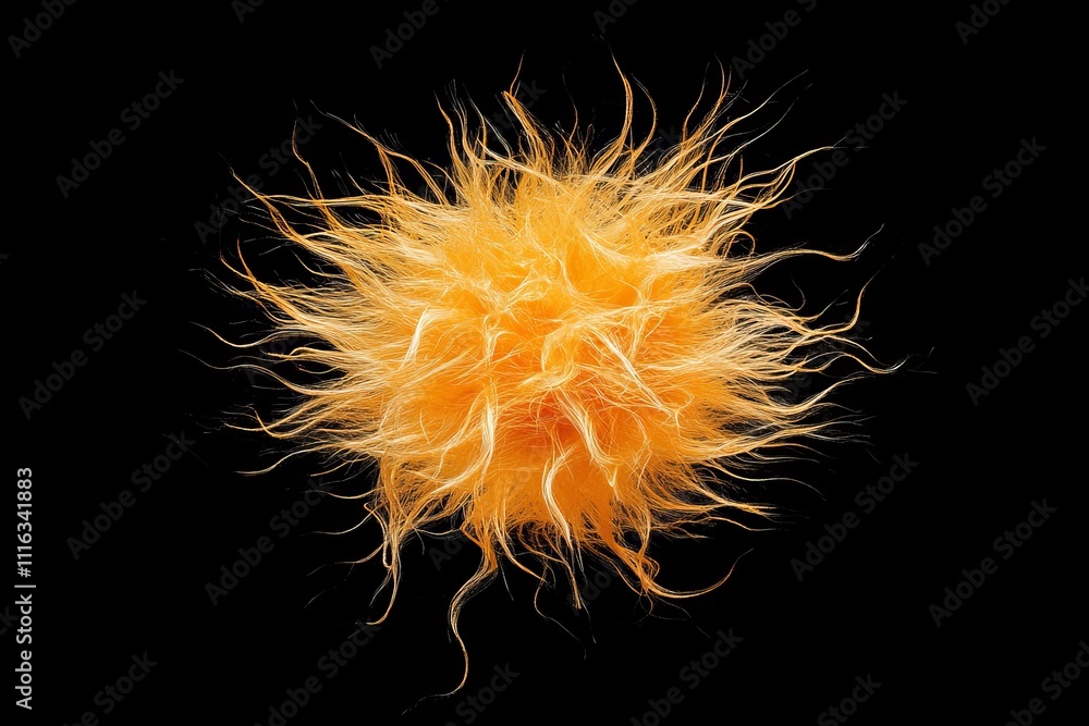Poster vibrant orange fuzzy texture on black background capturing playful and whimsical elements, ideal for