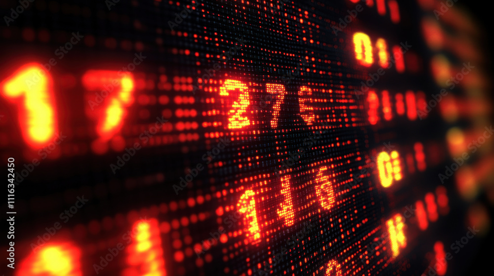 Poster digital stock market ticker displaying numbers and data