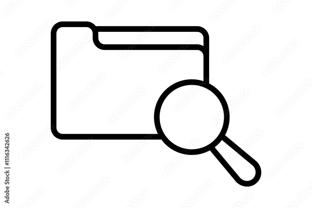 Aufkleber magnifying glass with folder icon. icon related to search. suitable for web site, app, user interfac