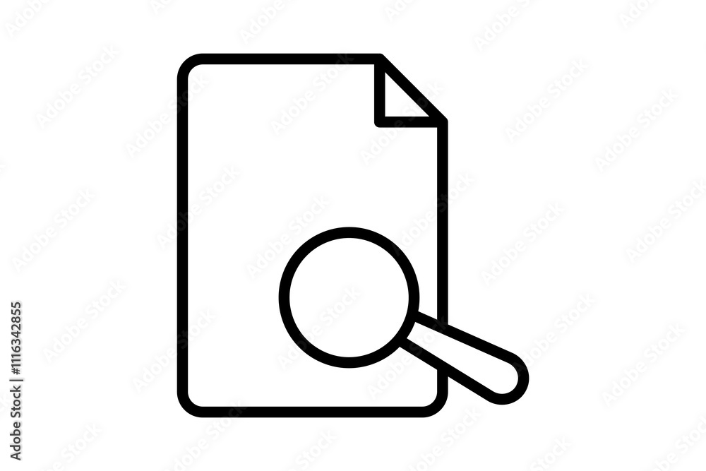 Poster magnifying glass with document icon. icon related to search. suitable for web site, app, user interf