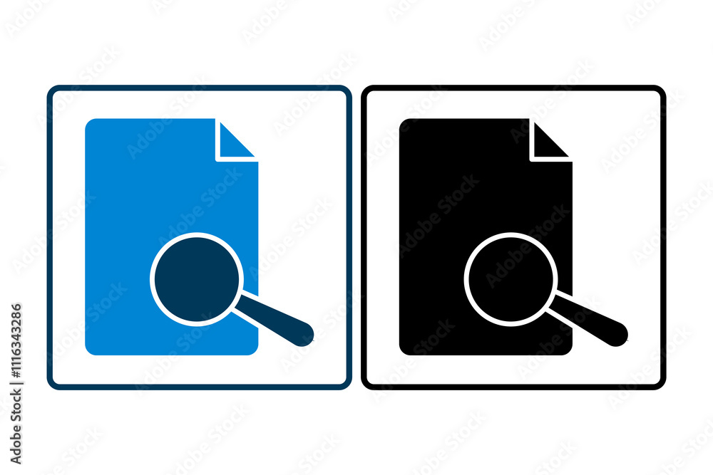Aufkleber magnifying glass with document icon. icon related to search. suitable for web site, app, user interf
