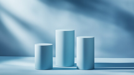 Stylish Product Pedestals in a Sky Blue Minimalist Theme