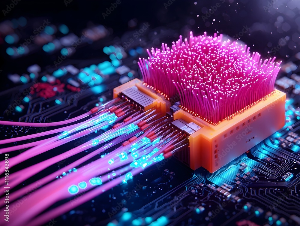 Poster glowing fiber optic web vibrant technological tapestry in shadowy backdrop extreme close up of a spr