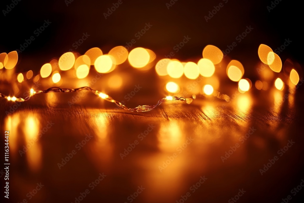 Aufkleber warm and inviting twinkling lights creating a soft bokeh effect on a dark background for cozy ambian