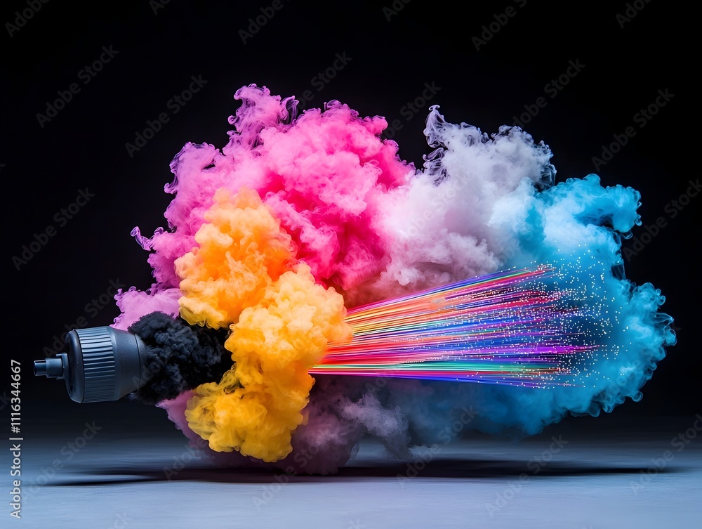 Aufkleber mesmerizing array of fiber optic cables their vibrant colors pulsing and weaving together in a hypno