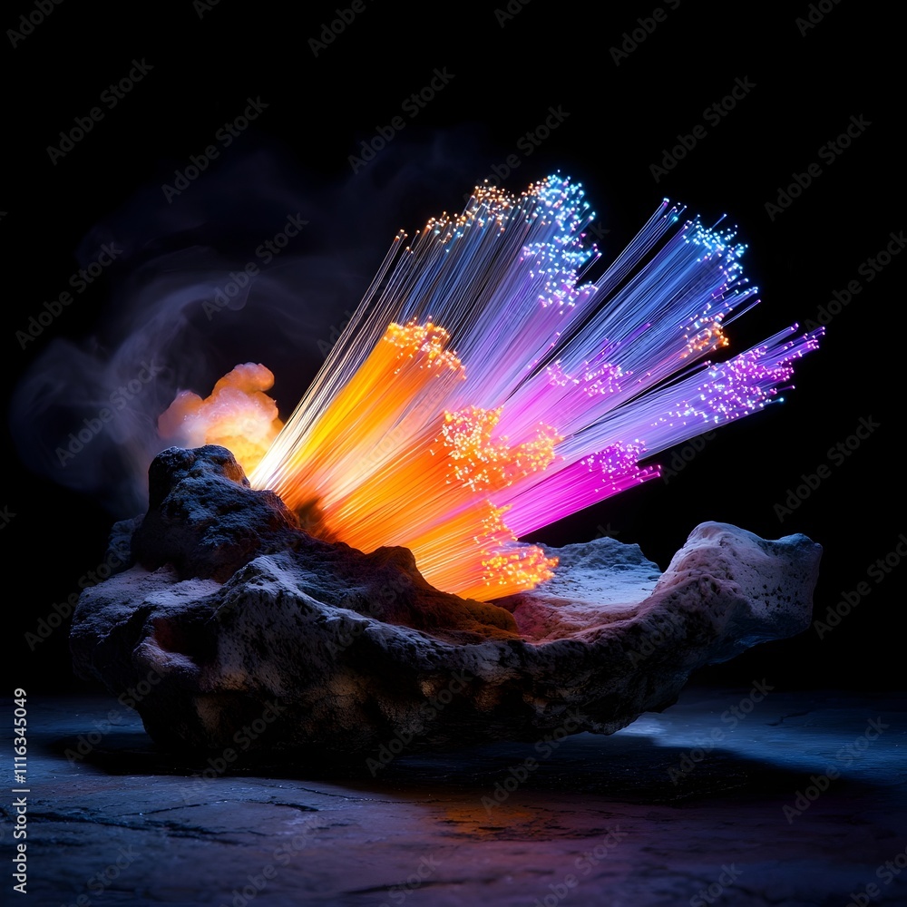 Aufkleber hypnotic fiber optic symphony luminous chromatic patterns weave into a captivating transcendent abst