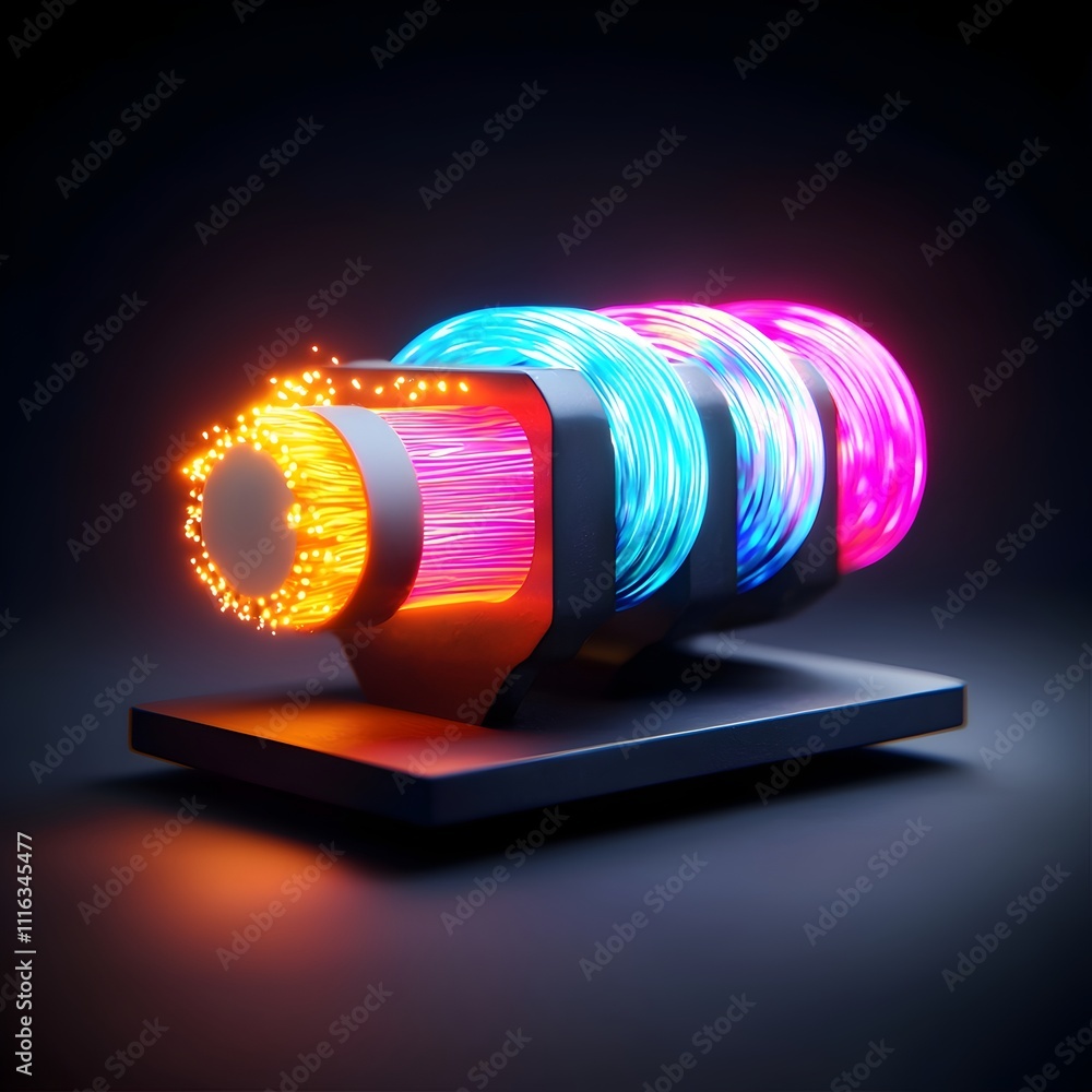 Aufkleber pulsing fiber optic luminous display with neon like chromatic fibers and ethereal light ribbons crea