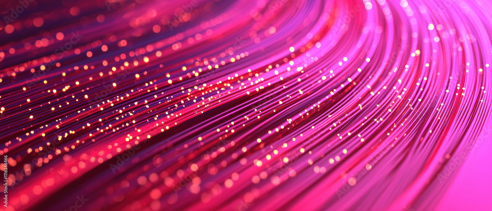 Aufkleber a vibrant display of flowing lines with sparkling particles, showcasing a blend of deep pink and vio