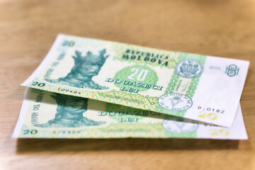 Obraz premium Two Moldovan Twenty Lei Banknotes