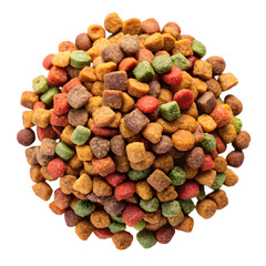 top view dry dog food isolated on transparent background