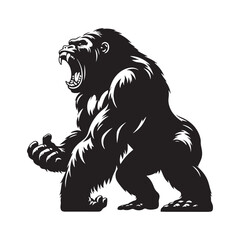 Creative gorilla roaring silhouette for versatile artistic needs - Gorilla roaring illustration - minimallest gorilla roaring vector
