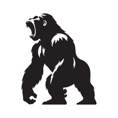Captivating gorilla roaring silhouette for unique creative uses - Gorilla roaring black vector
