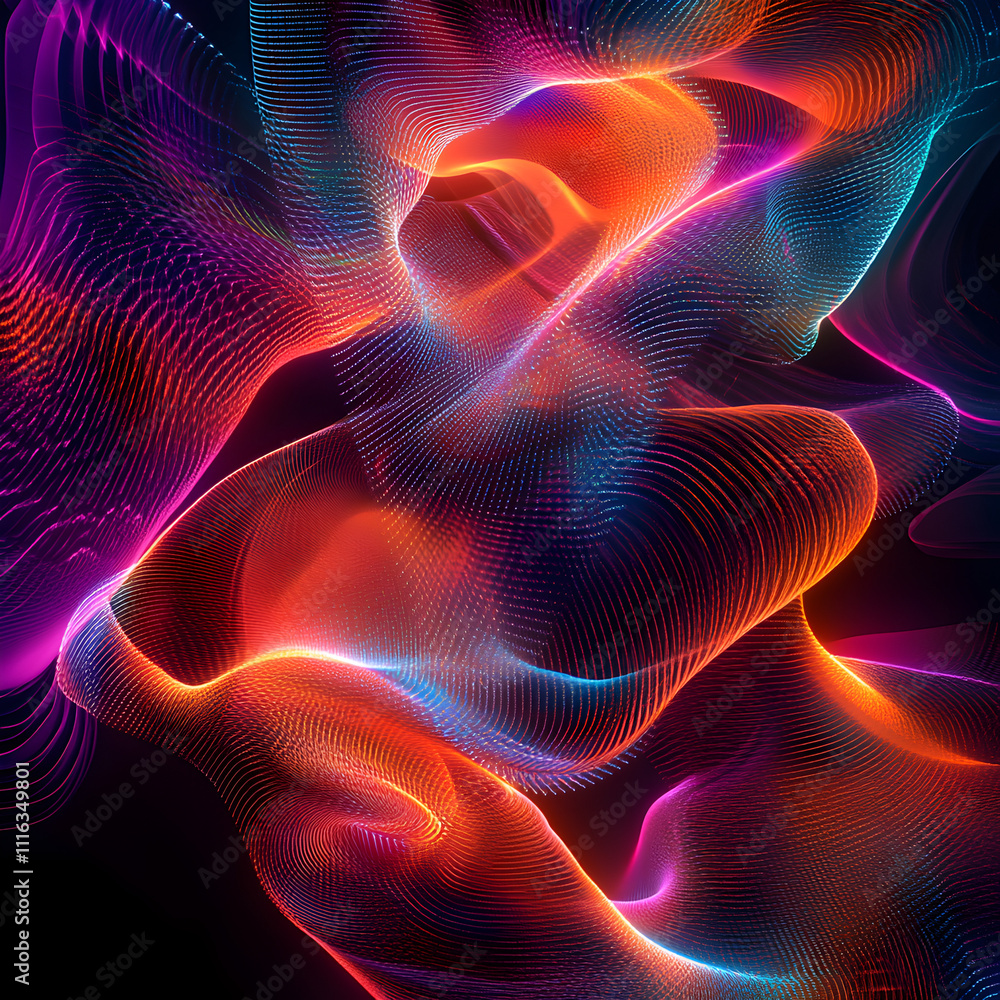 Poster psychedelic abstract representation of ai interpretation digital realm graphic art vibrant environme